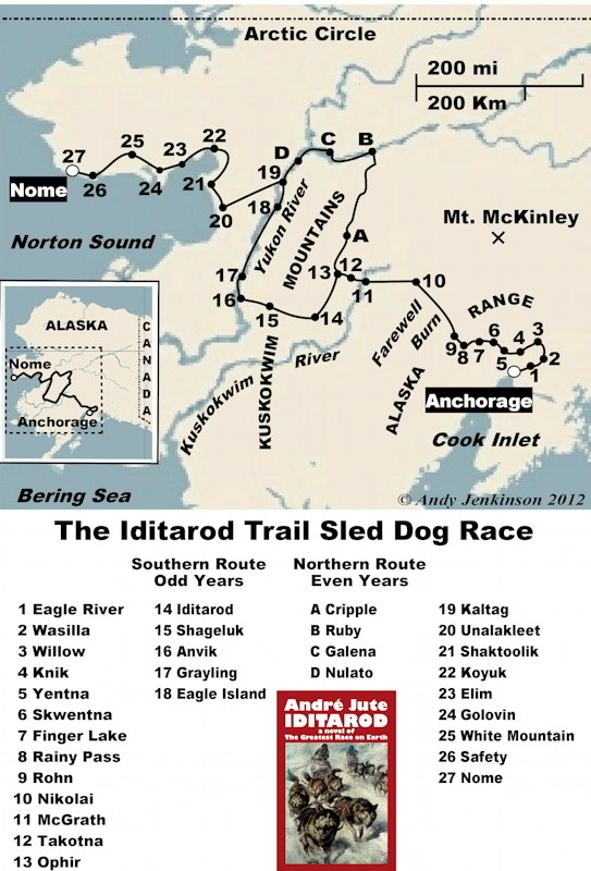 Complimentary screen-friendly map from IDITAROD by Andre Jute